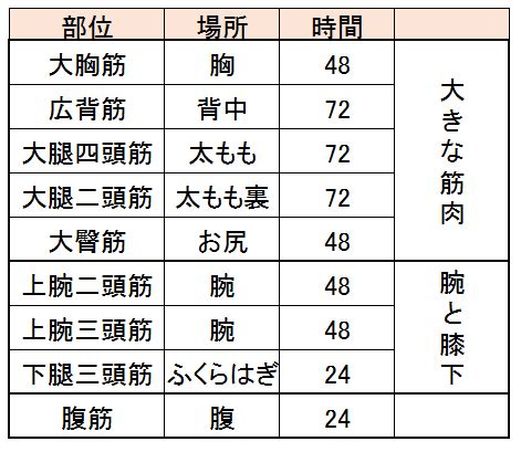 超回復 部位|筋トレ後の部位ごとの筋肉回復時間の解説｜学術論文等読んだ結 